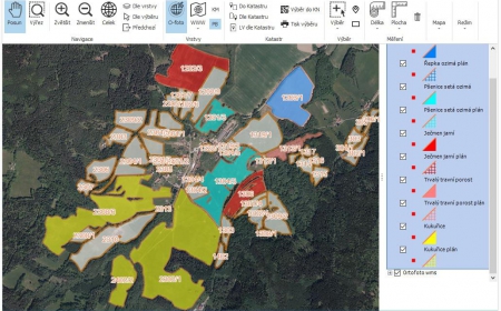 hospodářská mapa a letecký snímek hospodářská mapa a letecký snímek